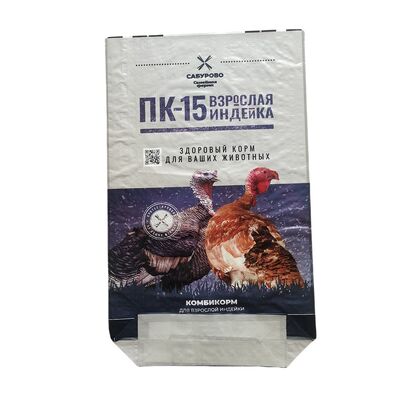 Мешок для корма для животных с BOPP-печатью, открытый верх, сшитое дно, водонепроницаемый тканый мешок из полипропилена для кормов для скота